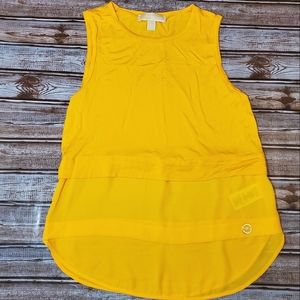 Michael Michael Kors Goldenrod Yellow Half Sheer Top XS NWOT